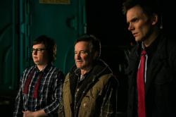 Clark Duke, Robin Williams and Joel McHale in Merry Friggin Christmas