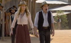 Charlize Theron and Seth MacFarlane in A Million Ways to Die in the West. Charlize Theron and Seth MacFarlane in A Million Ways to Die in the West.