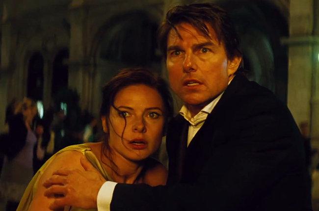 Rebecca Ferguson and Tom Cruise in Mission: Impossible - Rogue Nation.