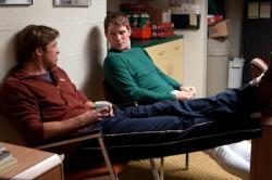 Brad Pitt and Chris Pratt in Moneyball Brad Pitt and Chris Pratt in Moneyball