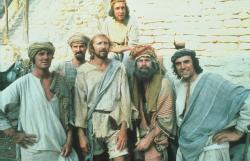 Michael Palin, John Cleese, Graham Chapman, Eric Idle, Terry Gilliam and Terry Jones in Monty Python's Life of Brian.