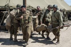 John Goodman, Jean Dujardin, Bob Balaban, Hugh Bonneville, Bill Murray, and George Clooney in The Monuments Men.