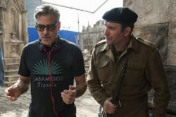 George Clooney directing Jean Dujardin in The Monuments Men