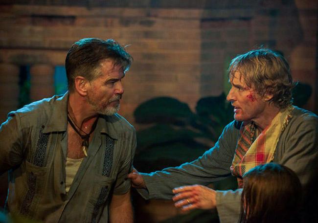 Pierce Brosnan and Owen Wilson in No Escape. Pierce Brosnan and Owen Wilson in No Escape.