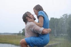 Ryan Gosling and Rachel McAdams in the most famous scene from The Notebook.