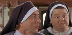 Eric Idle and Robbie Coltrane are Nuns on the Run. Eric Idle and Robbie Coltrane are Nuns on the Run.