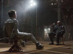 Tom Cruise and Morgan Freeman in Oblivion. Tom Cruise and Morgan Freeman in Oblivion.
