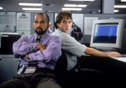 Ajay Naidu and David Herman in Office Space. Ajay Naidu and David Herman in Office Space.