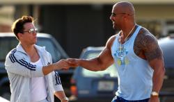 Mark Wahlberg and Dwayne Johnson in Pain and Gain.