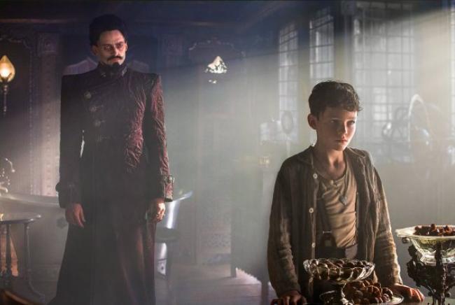 Hugh Jackman and Levi Miller in Pan. Hugh Jackman and Levi Miller in Pan.