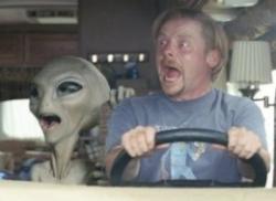 Paul (voiced by Seth Rogen) and Simon Pegg in Paul. Paul (voiced by Seth Rogen) and Simon Pegg in Paul.