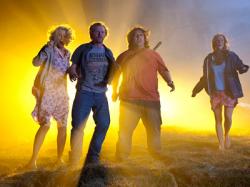 Blythe Danner, Simon Pegg, Nick Frost and Kristen Wiig in Paul. Blythe Danner, Simon Pegg, Nick Frost and Kristen Wiig in Paul.