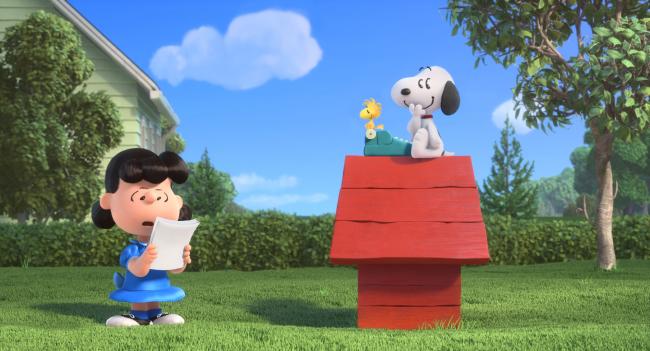 Lucy reads Snoopy's novel in The Peanuts Movie. Lucy reads Snoopy's novel in The Peanuts Movie.