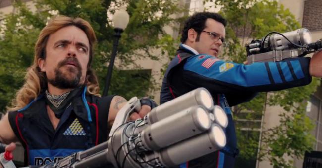 Peter Dinklage and Josh Gad in Pixels