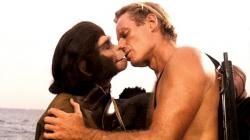 Kim Hunter and charlton Heston in Planet of the Apes.