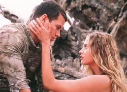 Mark Wahlberg and Estella Warren in Planet of the Apes.