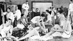 Donald Keith, Gilbert Roland, Clark Gable and various male castmates in The Plastic Age. Donald Keith, Gilbert Roland, Clark Gable and various male castmates in The Plastic Age.