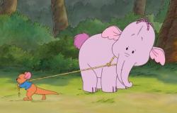 Roo catches a Heffalump in Pooh's Heffalump Movie. Roo catches a Heffalump in Pooh's Heffalump Movie.