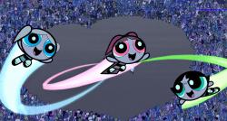 Bubbles, Blossom and Buttercup in The Powerpuff Girls Movie.