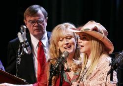 Garrison Keillor, Meryl Streep and Lindsay Lohan in A Prairie Home Companion.