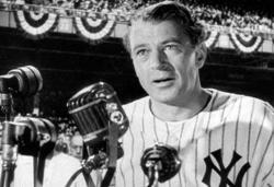 Gary Cooper in Pride of the Yankees. Gary Cooper in Pride of the Yankees.