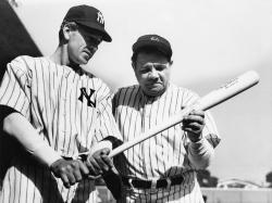 Gary Cooper and Babe Ruth in Pride of the Yankees. Gary Cooper and Babe Ruth in Pride of the Yankees.