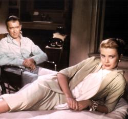 Jimmy Stewart and Grace Kelly in Rear Window.