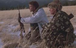 Patrick Swayze and Charlie Sheen in Red Dawn. Patrick Swayze and Charlie Sheen in Red Dawn.