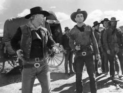John Wayne and Montgomery Clift in Red River. John Wayne and Montgomery Clift in Red River.