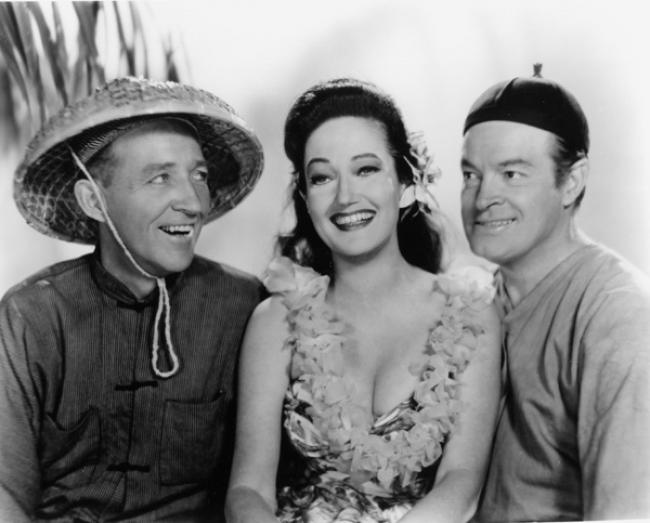 Bing Crosby, Dorothy Lamour and Bob Hope in Road to Hong Kong. Bing Crosby, Dorothy Lamour and Bob Hope in Road to Hong Kong.