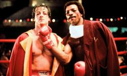 Sylvester Stallone and Carl Weathers in Rocky.