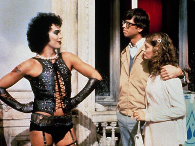 Tim Curry, Barry Bostwick, and Susan Sarandon in The Rocky Horror Picture Show.