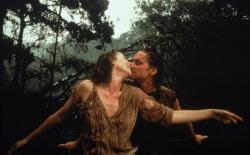 Kathleen Turner and Michael Douglas in Romancing the Stone. Kathleen Turner and Michael Douglas in Romancing the Stone.