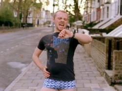 Simon Pegg in Run, Fat Boy, Run. Simon Pegg in Run, Fat Boy, Run.