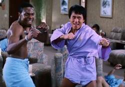 Chris Tucker and Jackie Chan in Rush Hour 2. Chris Tucker and Jackie Chan in Rush Hour 2.