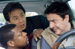 Chris Tucker, Jackie Chan, and Yvan Attal in Rush Hour 3.