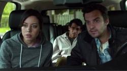 Aubrey Plaza, Karan Soni and Jake M. Johnson in Safety Not Guaranteed. Aubrey Plaza, Karan Soni and Jake M. Johnson in Safety Not Guaranteed.