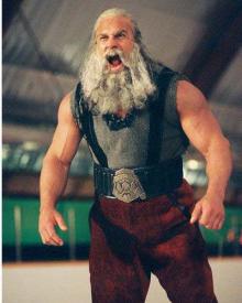 Bill Goldberg plays a pissed off Santa Claus. Bill Goldberg plays a pissed off Santa Claus.