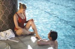 Scarlett Johansson and Hugh Jackman in Scoop. Scarlett Johansson and Hugh Jackman in Scoop.