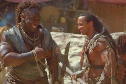 Michael Clarke Duncan and Dwayne Johnson in The Scorpion King.