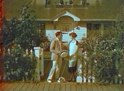 An early Technicolor glimpse of Buster Keaton and Ruth Dwyer in Seven Chances.