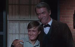 Phillip Alford and Jimmy Stewart in Shenandoah.