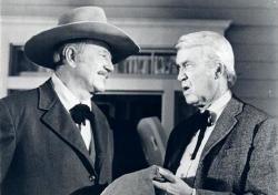 John Wayne and James Stewart in The Shootist.