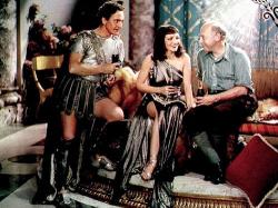 Fredric March, Claudette Colbert and Cecil B. DeMille on the set of The Sign of the Cross 