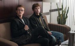 Justin Timberlake and Jesse Eisenberg. Justin Timberlake and Jesse Eisenberg.