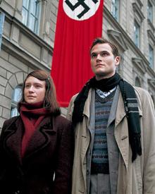 Julia Jentsch and Fabian Hinrichs as Sophie and Hans Scholl. Julia Jentsch and Fabian Hinrichs as Sophie and Hans Scholl.