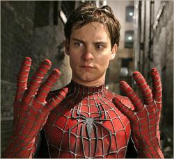 Tobey Maguire in Spider-man. Tobey Maguire in Spider-man.