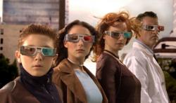 Daryl Sabara, Alexa Vega, Antonio Banderas and Carla Gugino in Spy Kids 3-D: Game Over.