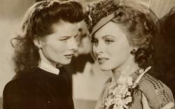 Katharine Hepburn telling Cheryl Walker to buck up in Stage Door Canteen