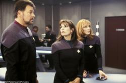 Jonathan Frakes, Marina Sirtis and Gates McFadden in Star Trek X: Nemesis.